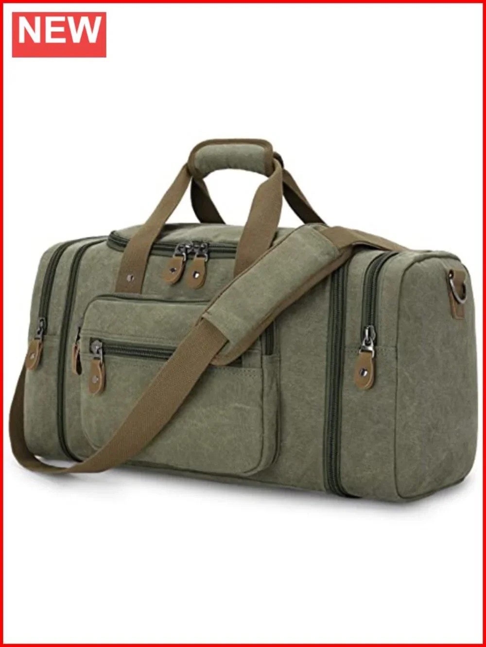 Canvas Travel Duffel Bag 60L Expandable Weekender Carry-On